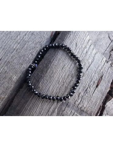 Armband Kristallarmband Perlen schwarz klein Glitzer Schimmer elastisch