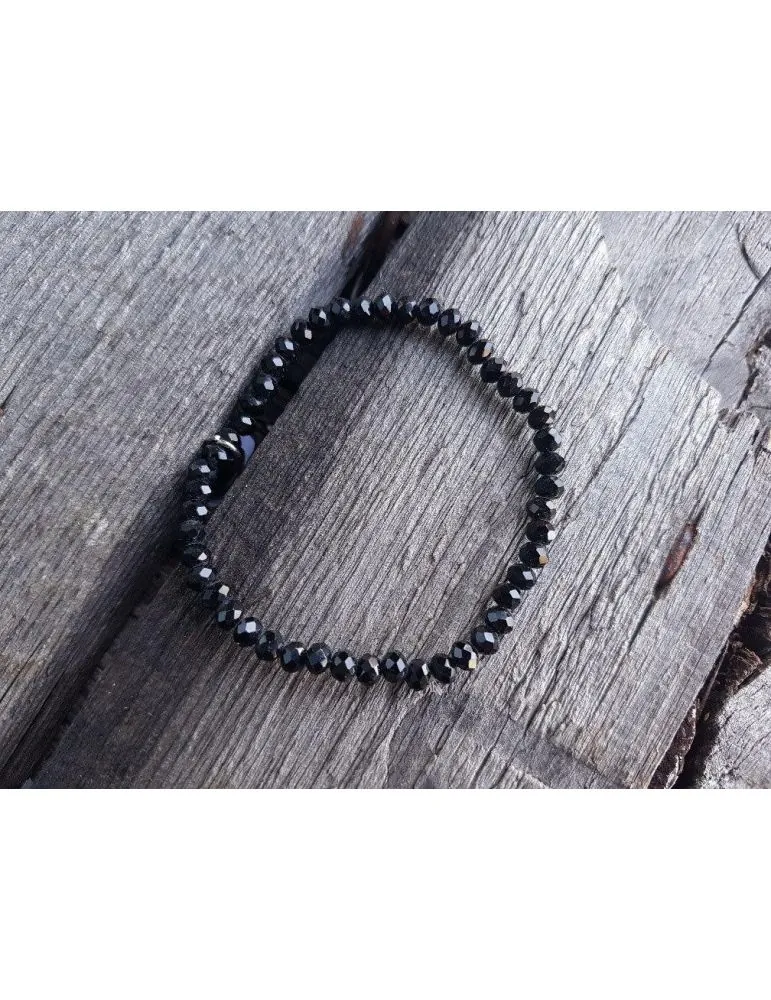 Armband Kristallarmband Perlen schwarz klein Glitzer Schimmer elastisch
