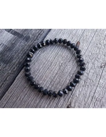 Armband Kristallarmband Perlen schwarz groß Glitzer Schimmer elastisch