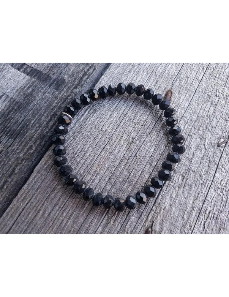 Armband Kristallarmband Perlen schwarz groß Glitzer Schimmer elastisch