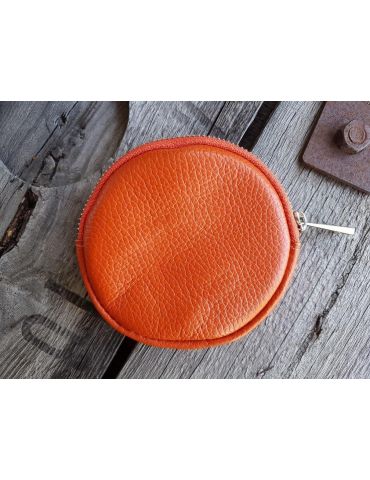 Portemonnaie Geldbörse Börse Taschenanhänger rund orange Echtes Leder
