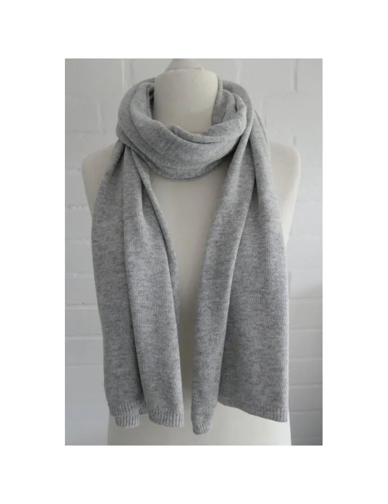 Leichter XXL Schal Stola Poncho hellgrau uni mit Wolle und Kaschmir ca. 60 x 180