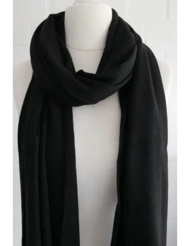 Leichter XXL Schal Stola Poncho schwarz black uni mit Wolle und Kaschmir ca. 60 x 180