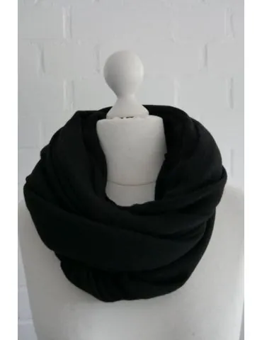 Leichter XXL Schal Stola Poncho schwarz black uni mit Wolle und Kaschmir Gr. ca 50x200 cm
