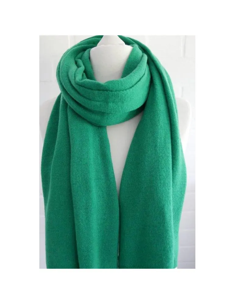 Leichter XXL Schal Stola Poncho gras grün uni mit Wolle und Kaschmir ca. 60 x 180