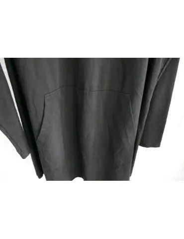 ESViViD Damen langarm Sweat Shirt Hoodie Tunika Kleid mit Kapuze schwarz mit Baumwolle