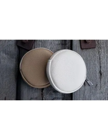 Portemonnaie Geldbörse Börse Taschenanhänger rund beige Echtes Leder