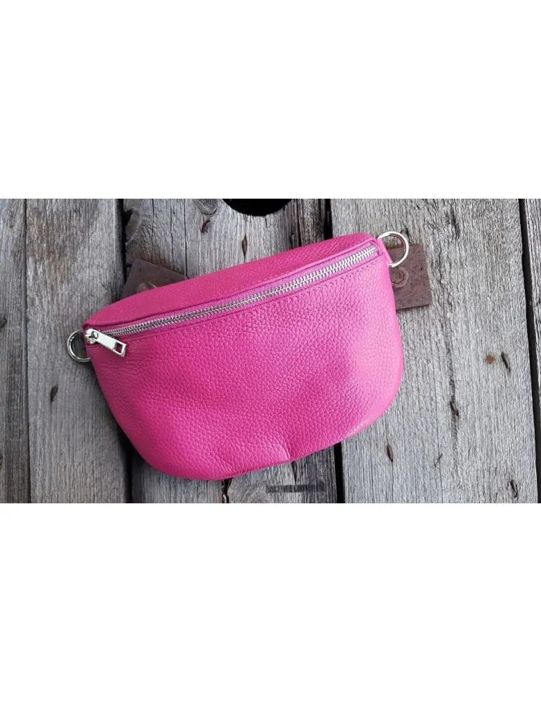 Damen Echt Leder Gürtel Tasche Handtasche Bauchtasche pink uni Gr. M N80