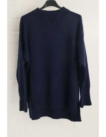 Damen Strick Pullover Rundhals dunkelblau marine mit Kaschmir Onesize ca. 38 - 42 KA8884