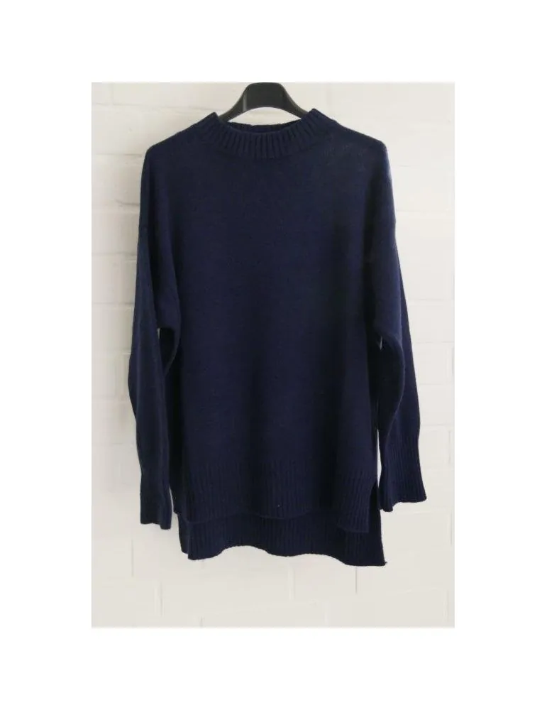 Damen Strick Pullover Rundhals dunkelblau marine mit Kaschmir Onesize ca. 38 - 42 KA8884