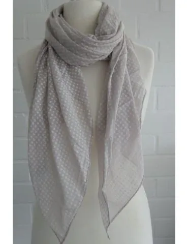 Tuch Loop Made in Italy Seide Baumwolle beige weiß Hahnentritt S 233