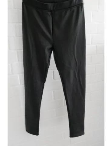 Bequeme Damen Kunstleder Leggings schwarz black mit Viskose 6808