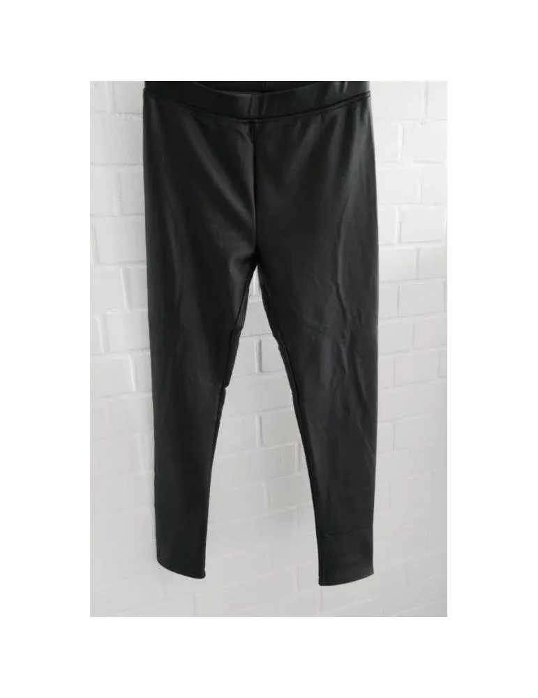 Bequeme Damen Kunstleder Leggings schwarz black mit Viskose 6808