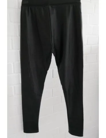 Bequeme Damen Kunstleder Leggings schwarz black mit Viskose 6808
