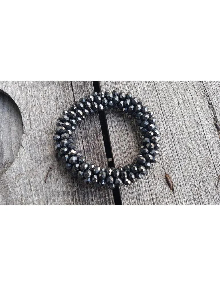 Bijoux Armband Kristallarmband Perlen extra dick anthrazit grau Glanz Schimmer elastisch
