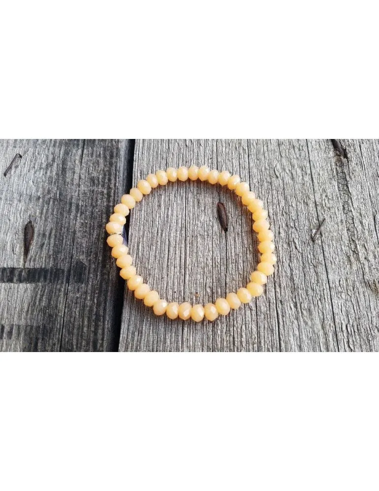 Bijoux Armband Kristallarmband Perlen beigeorange groß Glitzer Schimmer elastisch