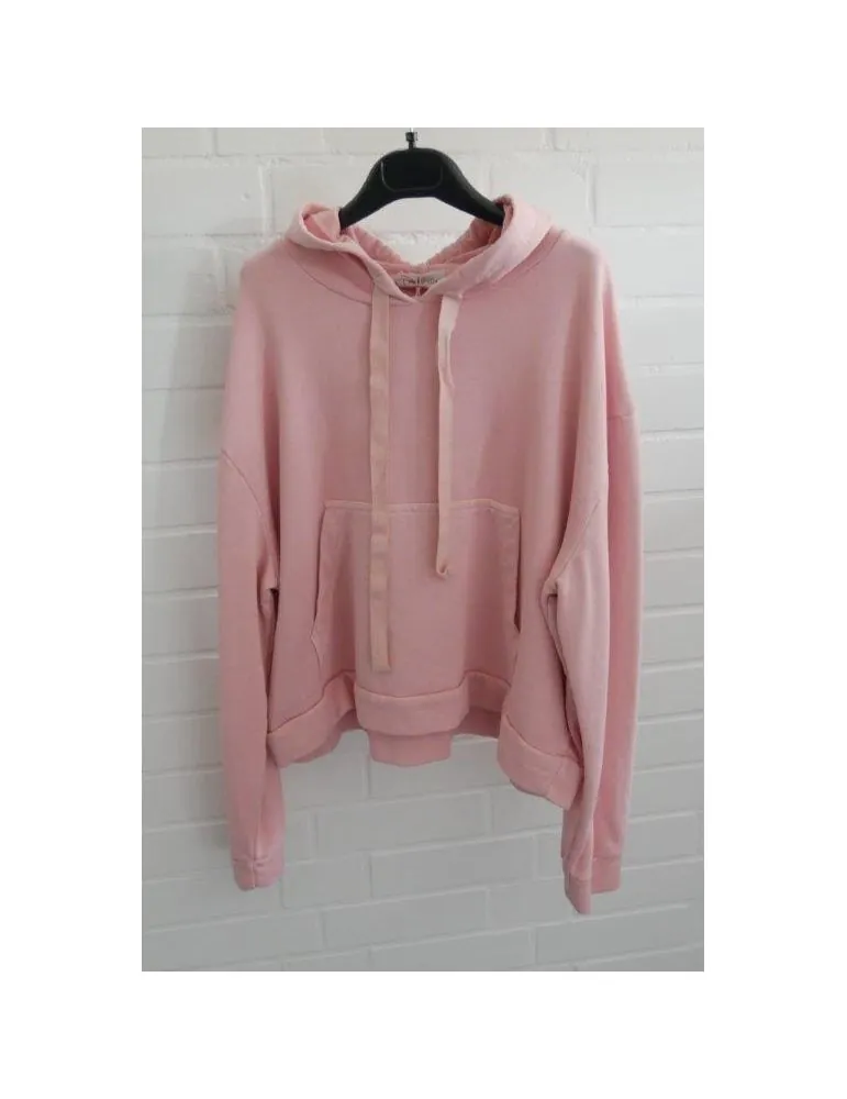 ESViViD XXL Big Size Hoodie Sweat Shirt langarm rose rosa uni mit Baumwolle