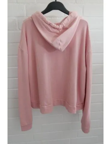 ESViViD XXL Big Size Hoodie Sweat Shirt langarm rose rosa uni mit Baumwolle
