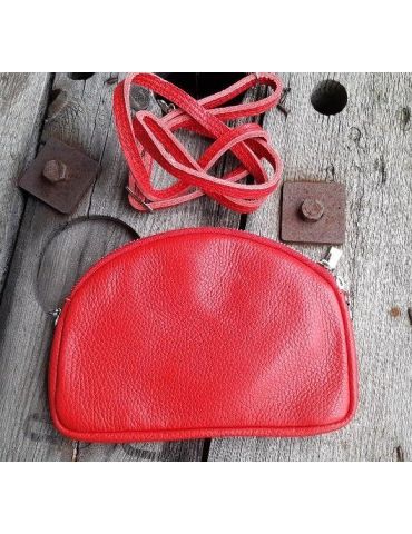 Flache Kosmetiktasche Handtasche rot red Echtes Leder
