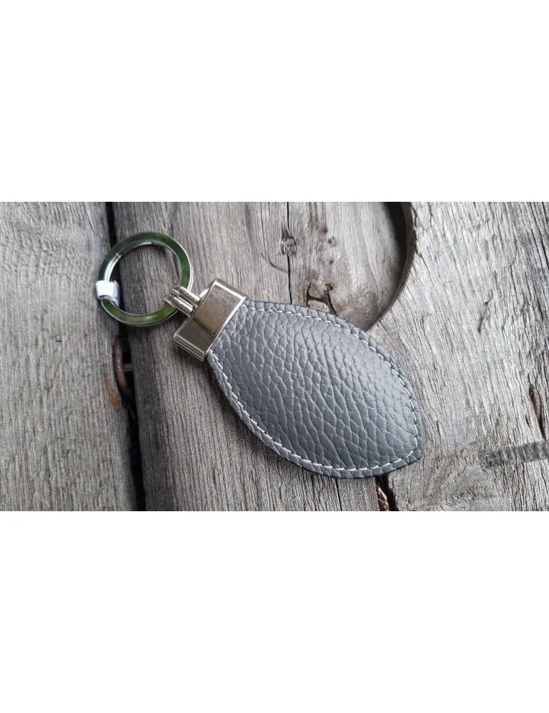 Unisex Schlüsselanhänger Anhänger grau grey Tropfen Echtes Leder