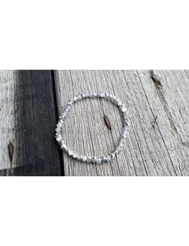 Bijoux Armband Kristallarmband Perlen silber klar klein Glitzer Schimmer elastisch