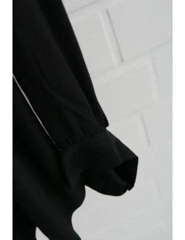 Damen Krepp Bluse schwarz black uni...