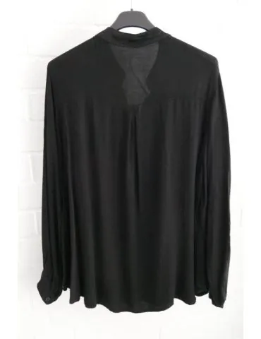 Damen Krepp Bluse schwarz black uni V-Ausschnitt Viskose Onesize 38 - 42