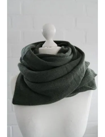 XXL Schal Stola Poncho dunkeloliv khaki kaki uni mit Wolle und Kaschmir