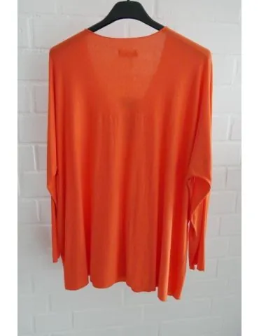 Damen Basic Shirt langarm orange uni mit Viskose Onesize ca. 38 - 46