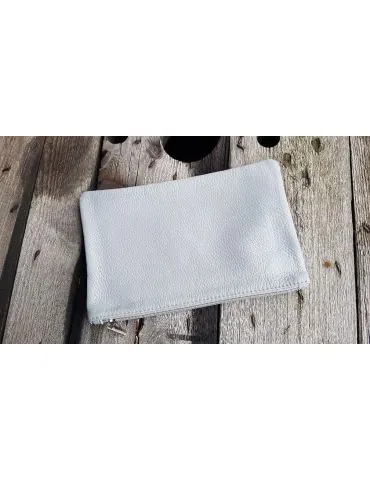 Kosmetiktasche Portemonnaie Geld Tasche Bag in Bag mittelgrau grey Echtes Leder