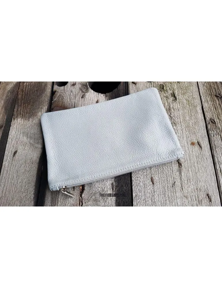 Kosmetiktasche Portemonnaie Geld Tasche Bag in Bag mittelgrau grey Echtes Leder