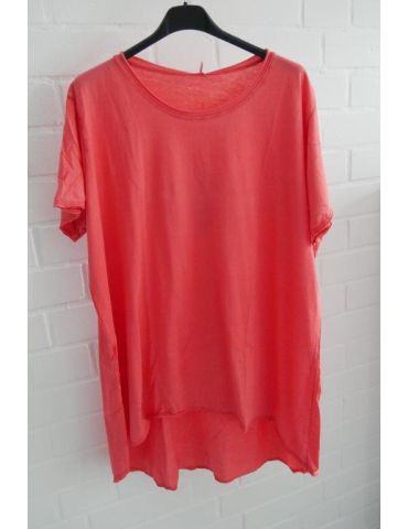 Oversize Damen Shirt A-Form kurzarm lachs leicht verwaschen Baumwolle Onesize 38 - 44