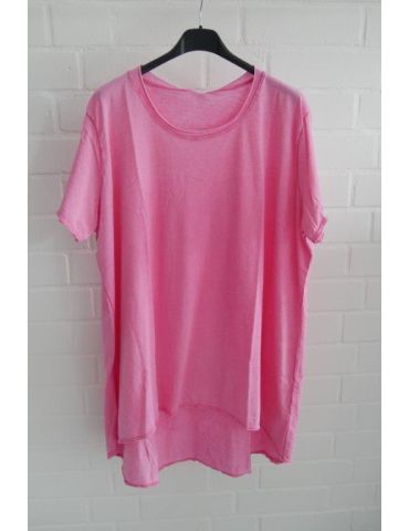 Oversize Damen Shirt A-Form kurzarm pink leicht verwaschen Baumwolle Onesize 38 - 44