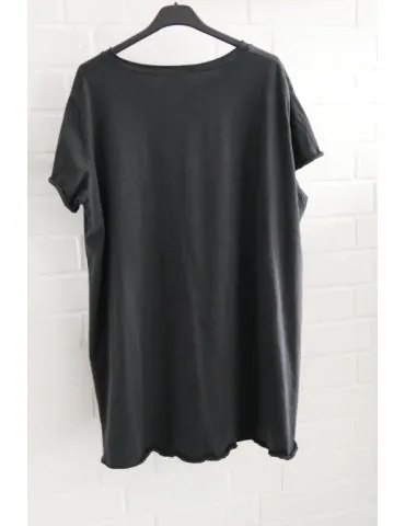 Damen Shirt A-Form kurzarm anthrazit grau Baumwolle Onesize ca. 38 - 46 6036
