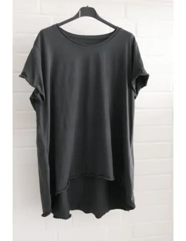 Damen Shirt A-Form kurzarm anthrazit grau Baumwolle Onesize ca. 38 - 46 6036