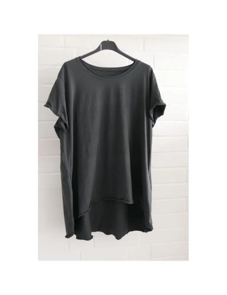 Damen Shirt A-Form kurzarm anthrazit grau Baumwolle Onesize ca. 38 - 46 6036