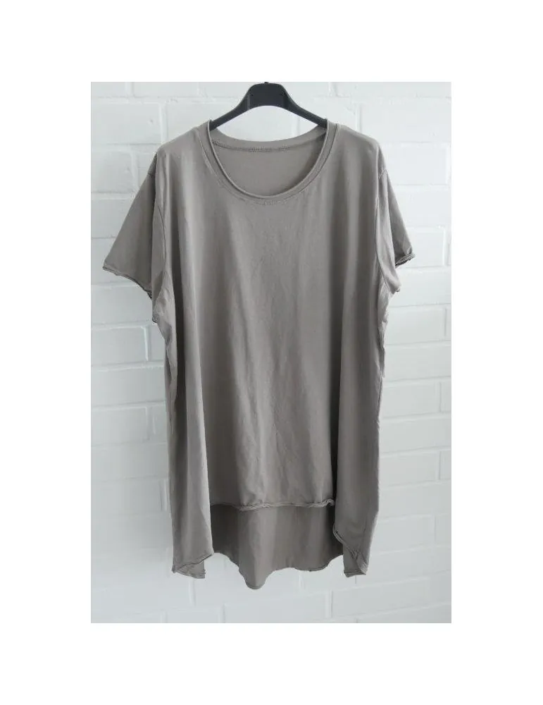Damen Shirt A-Form kurzarm schlamm Baumwolle Onesize ca. 38 - 46 6036