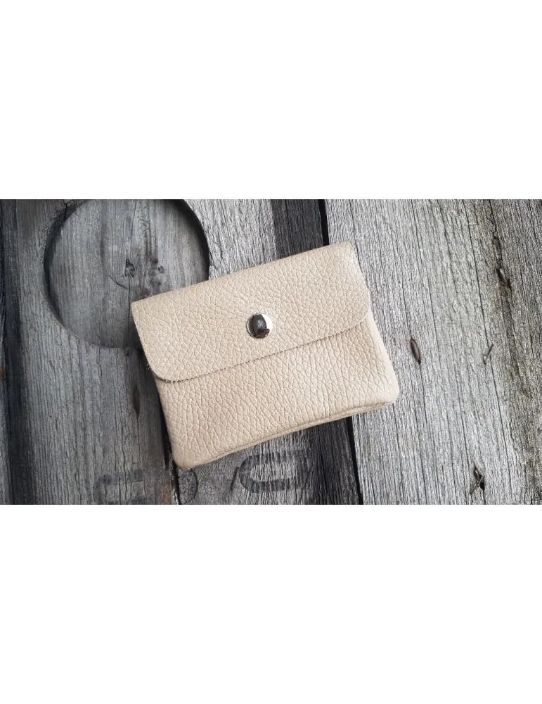 Portemonnaie Geldbörse Börse klein beige Echtes Leder 1120