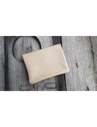 Portemonnaie Geldbörse Börse klein beige Echtes Leder 1120