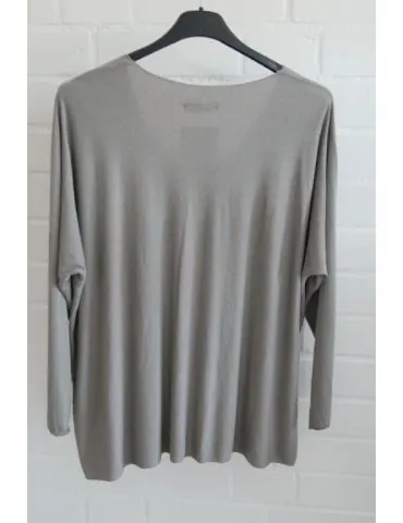 Damen Basic Shirt langarm schlamm matt uni mit Viskose Onesize ca. 38 - 46