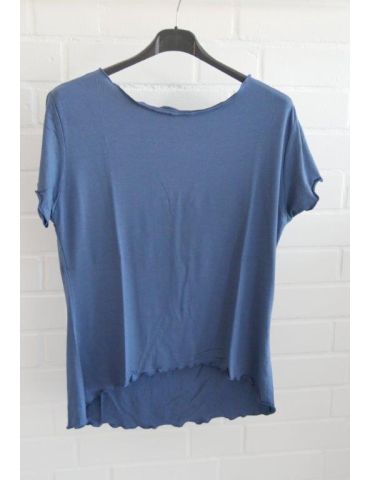 Damen Shirt kurzarm jeansblau mit Viskose Wellen Onesize 36 - 40