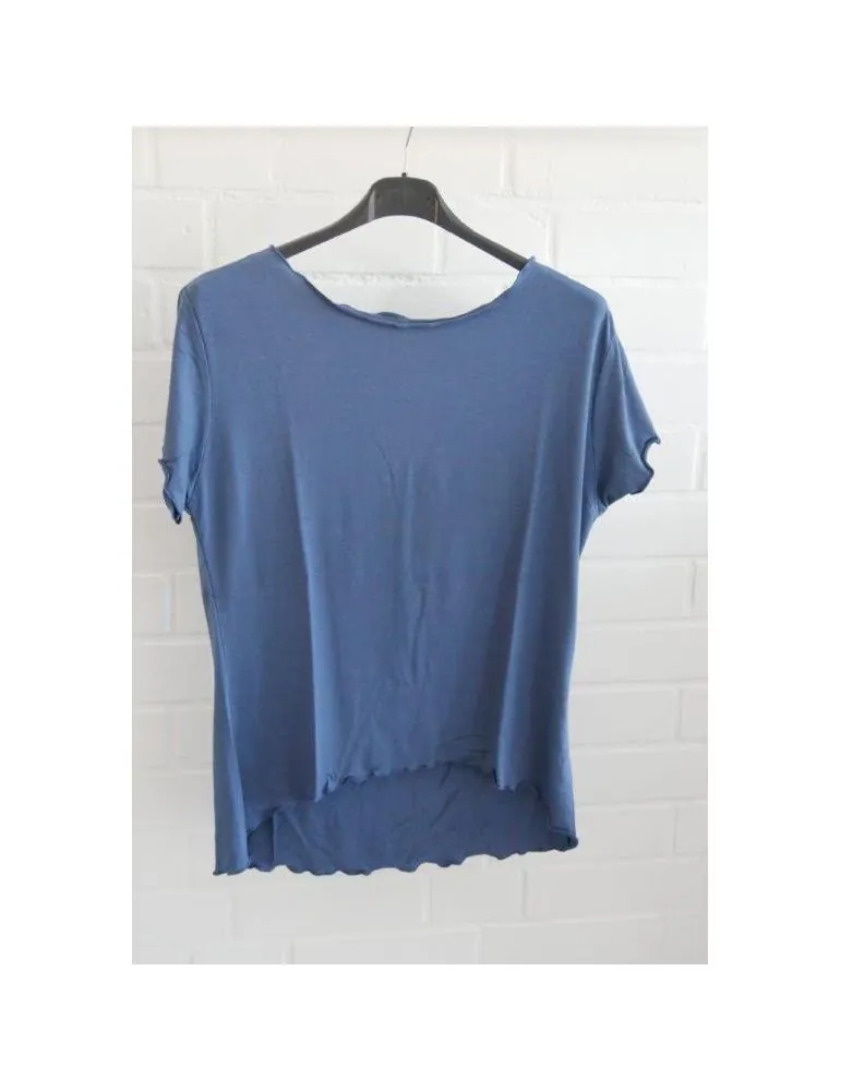 Damen Shirt kurzarm jeansblau mit Viskose Wellen Onesize 36 - 40 8420V