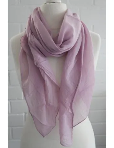 Schal Tuch Loop Made in Italy Seide Baumwolle flieder uni S 30