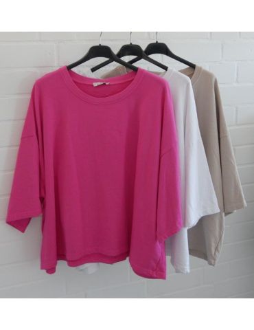 Damen Oversize Sweat Shirt pink 3/4 Ärmel uni...