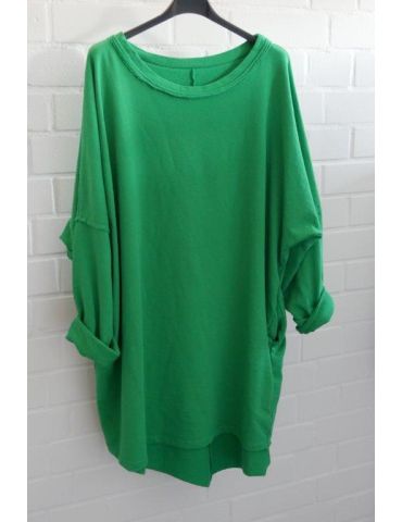 XXXL Big Size Sweat Shirt Tunika langarm grün Eingrifftaschen mit Baumwolle Onesize 38 - 48 8126