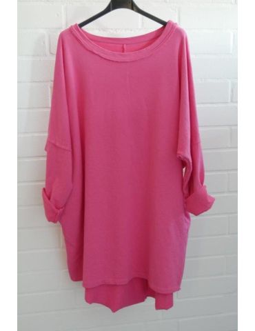 XXXL Big Size Sweat Shirt Tunika langarm pink Eingrifftaschen mit Baumwolle Onesize 38 - 48 8126