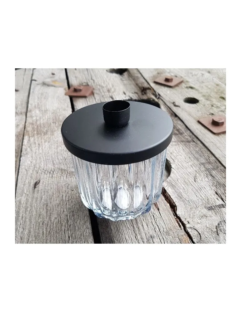 Trendiger Kerzenständer als Füllglas Metall Glas schwarz black groß