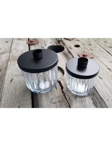 Trendiger Kerzenständer als Füllglas Metall Glas schwarz black klein