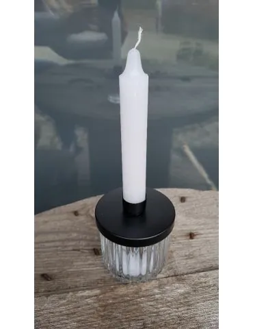 Trendiger Kerzenständer als Füllglas Metall Glas schwarz black klein