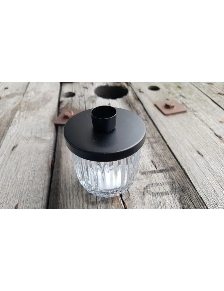 Trendiger Kerzenständer als Füllglas Metall Glas schwarz black klein